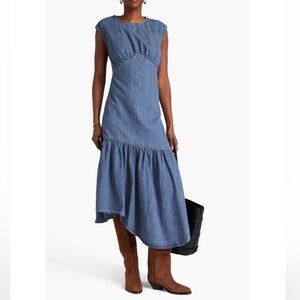 FRAME
Sleeveless Tiered Denim Midi Dress